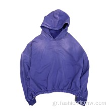 Μωβ οξύ πλυμένο βαρέων βαρών άνδρες hoodies